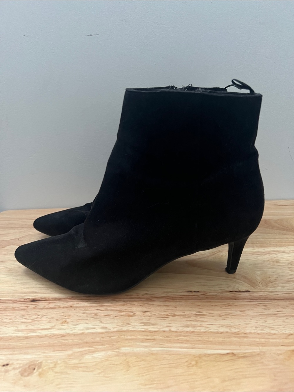 H&M Black Suede Pointed Toe Ankle Booties